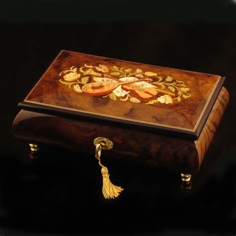 italian metal santa claus music box|Italian Inlay Musical Jewelry Box – Burl Walnut .